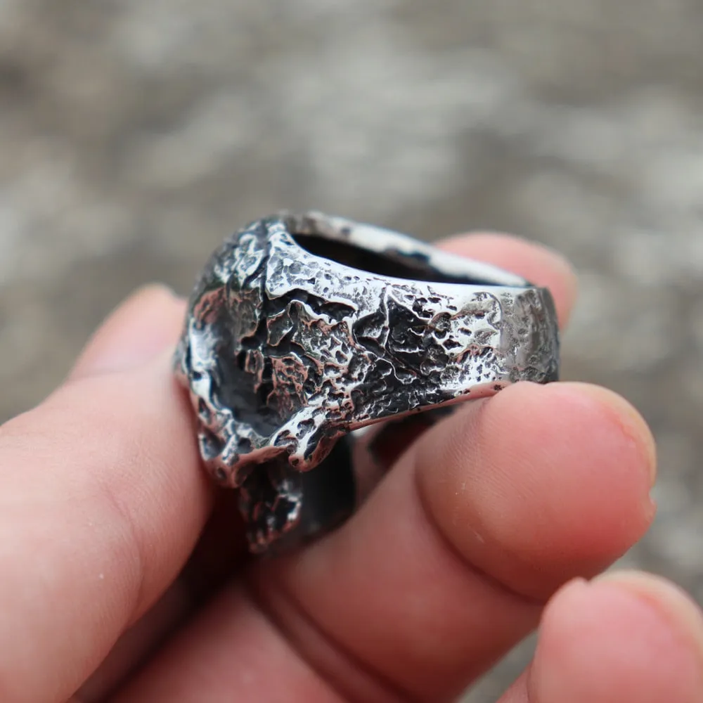 Vintage Stainless Steel Rugged Skull Rings