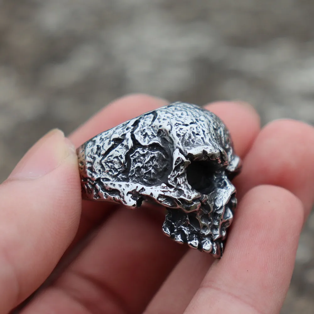 Vintage Stainless Steel Rugged Skull Rings