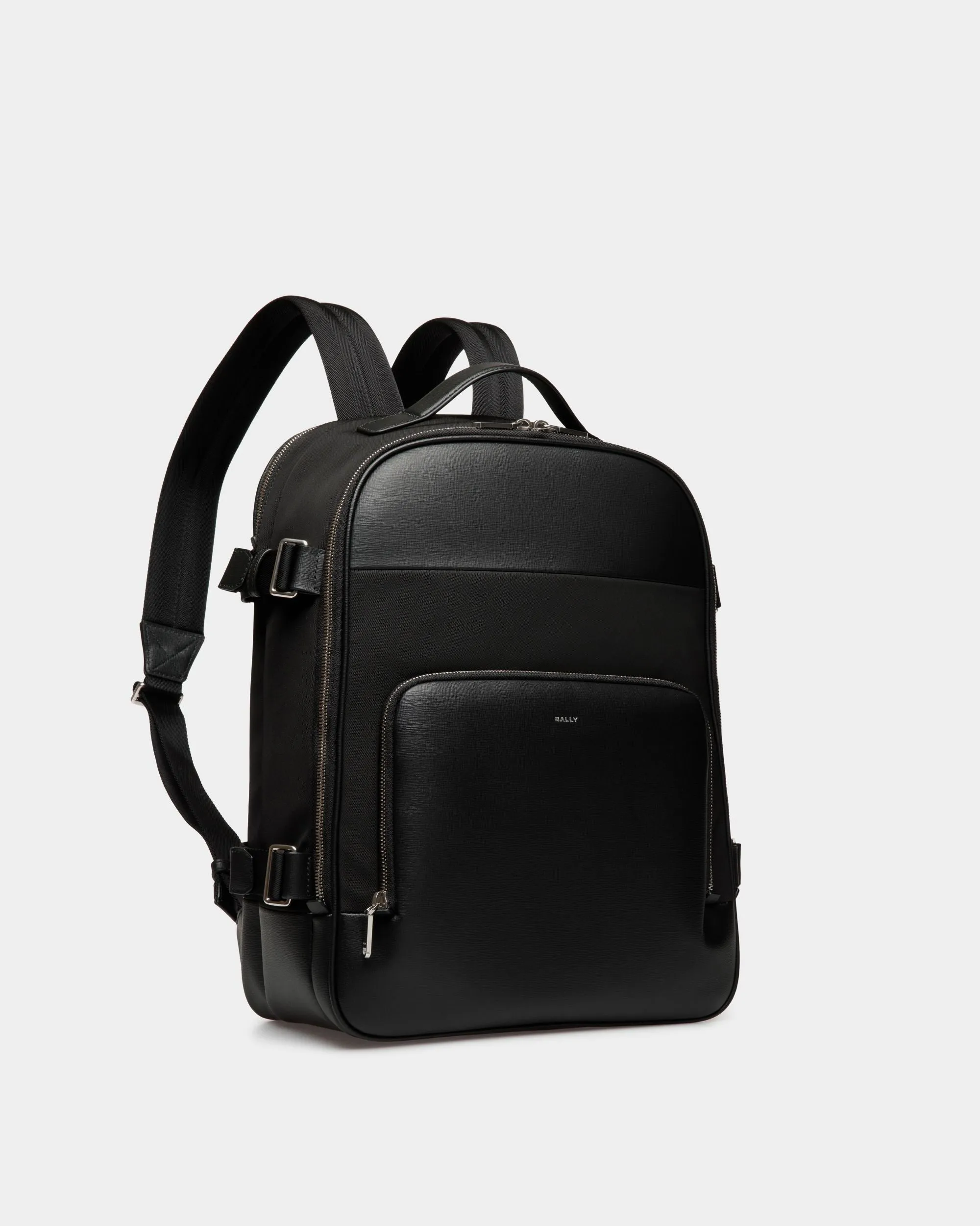 Vogel Backpack In Black Nylon And Recycled Leather 