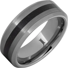 Volcanic Beach Sand Rugged Tungsten Inlay Ring