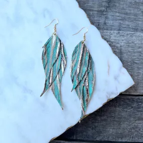 Wings of an Angel - Turquoise Beachwood - Leather Earrings