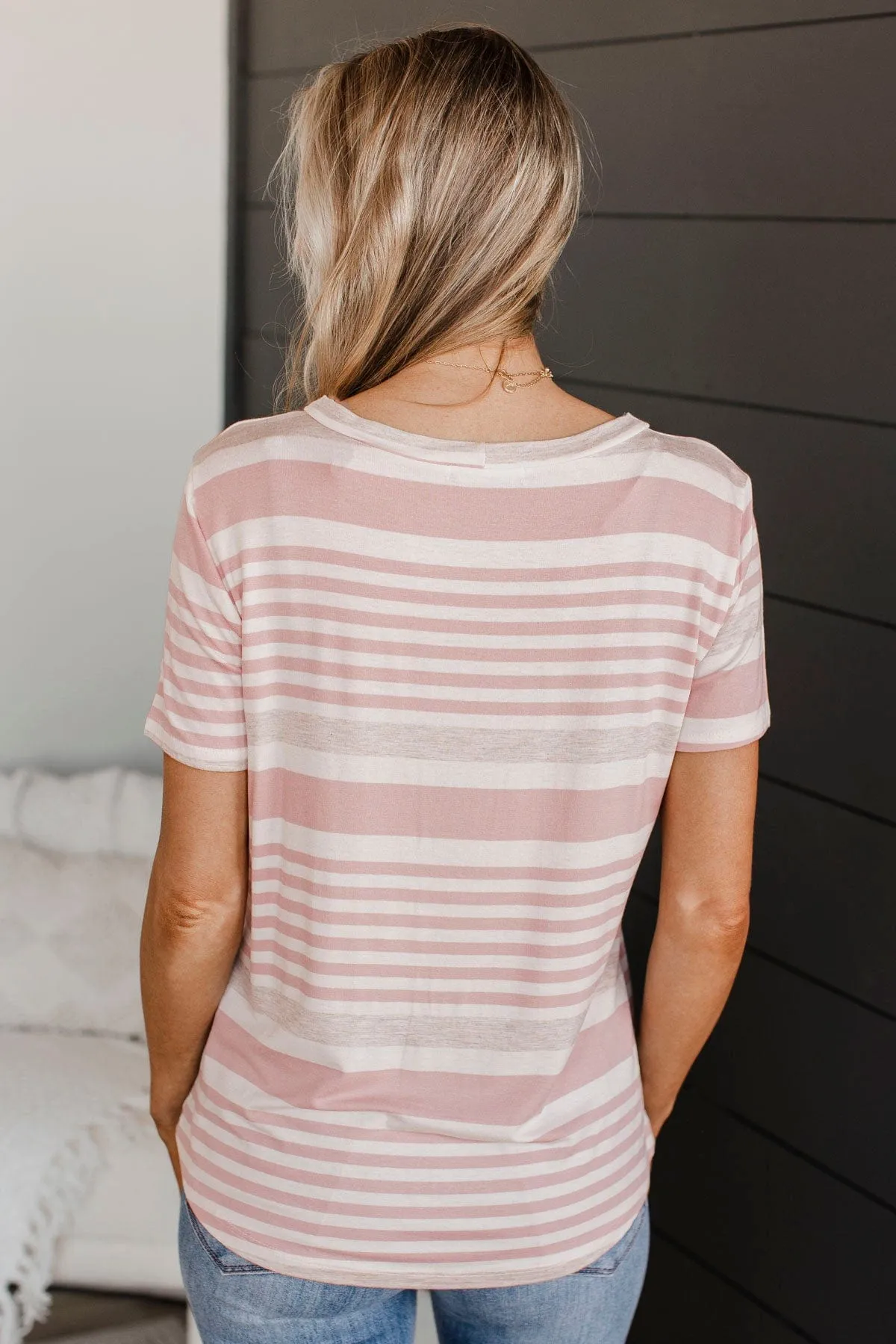 Wishing On You Striped Top- Blush