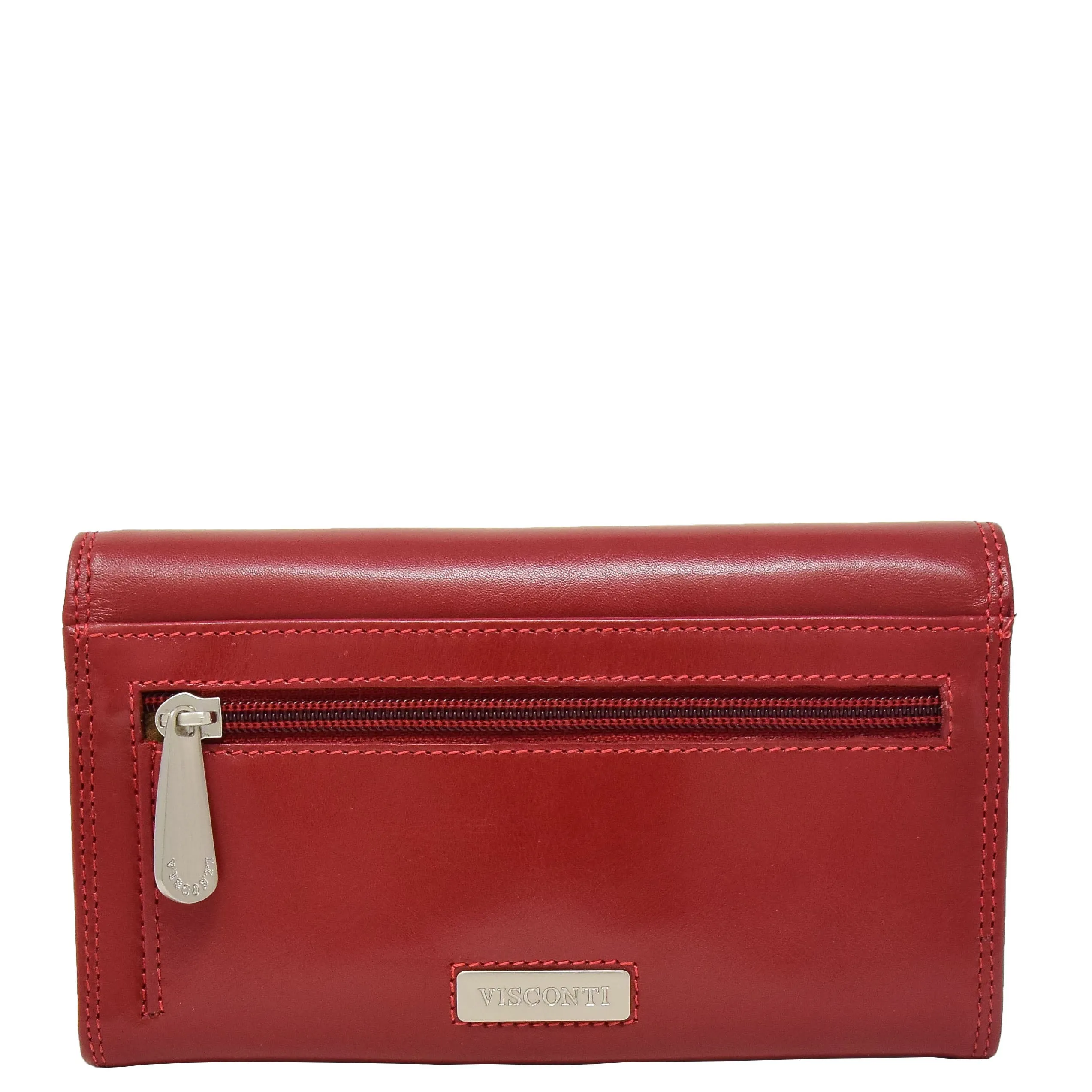 Womens Envelope Style Leather Purse Mary Red