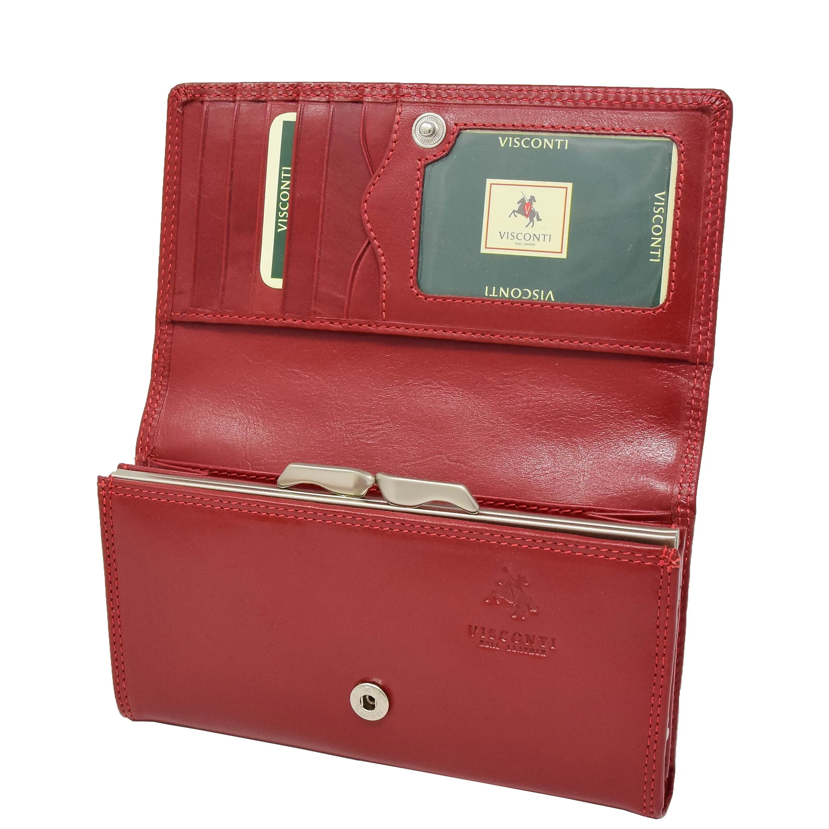 Womens Envelope Style Leather Purse Mary Red