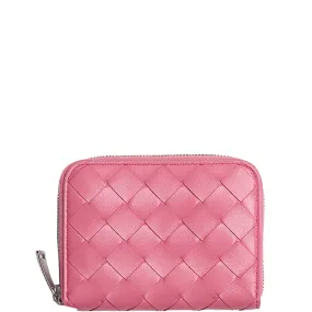 Zip Compact Wallet Intrecciato, Pink